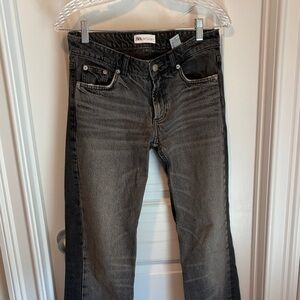 Zara Women's Faded Black Straight Leg Jeans